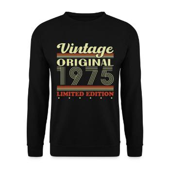 1975 Vintage Retro Geburtstagsgeschenk - Unisex Pullover - Schwarz - Vorne - Alina (178cm) & Michal (187cm)