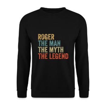 Roger the man the myth - Unisex Sweatshirt - black - Front - Alina (178cm) & Michal (187cm)