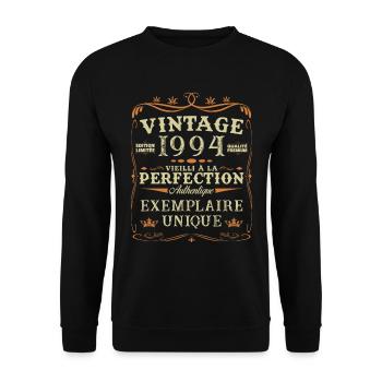 30 Ans 1994 Vintage Rétro Cadeau D'anniversaire - Sweat-shirt Unisexe - noir - Devant - Alina (178cm) & Michal (187cm)