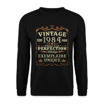 40 Ans 1984 Vintage Rétro Cadeau D'anniversaire - Sweat-shirt Unisexe - noir - Devant - Alina (178cm) & Michal (187cm)