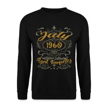 Juillet 1960 Anniversaire Juillet 1960 Cadeau 1960 - Sweat-shirt Unisexe - noir - Devant - Alina (178cm) & Michal (187cm)