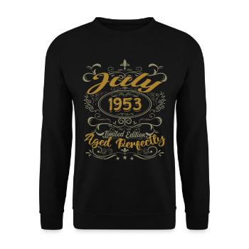 Juli 1953 Geburtstag Juli 1953 Geschenk 1953 - Unisex Pullover - Schwarz - Vorne - Alina (178cm) & Michal (187cm)