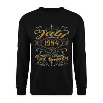 Juli 1954 Geburtstag Juli 1954 Geschenk 1954 - Unisex Pullover - Schwarz - Vorne - Alina (178cm) & Michal (187cm)