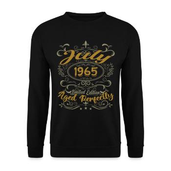 Juli 1965 Geburtstag Juli 1965 Geschenk 1965 - Unisex Pullover - Schwarz - Vorne - Alina (178cm) & Michal (187cm)