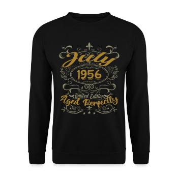 July 1956 Birthday July 1956 Gift 1956 - Unisex Sweatshirt - black - Front - Alina (178cm) & Michal (187cm)