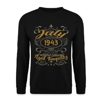 July 1943 Birthday July 1943 Gift 1943 - Unisex Sweatshirt - black - Front - Alina (178cm) & Michal (187cm)