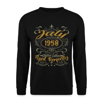 Juli 1958 Geburtstag Juli 1958 Geschenk 1958 - Unisex Pullover - Schwarz - Vorne - Alina (178cm) & Michal (187cm)