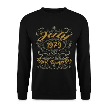 Juli 1979 Geburtstag Juli 1979 Geschenk 1979 - Unisex Pullover - Schwarz - Vorne - Alina (178cm) & Michal (187cm)