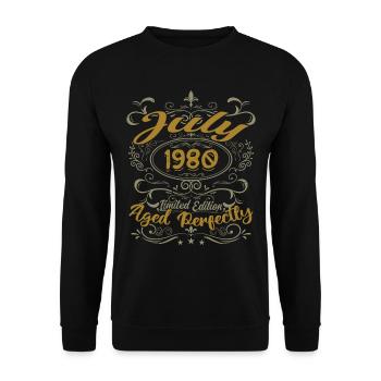 Juli 1980 Geburtstag Juli 1980 Geschenk 1980 - Unisex Pullover - Schwarz - Vorne - Alina (178cm) & Michal (187cm)