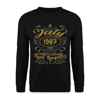 Juillet 1987 Anniversaire Juillet 1987 Cadeau 1987 - Sweat-shirt Unisexe - noir - Devant - Alina (178cm) & Michal (187cm)