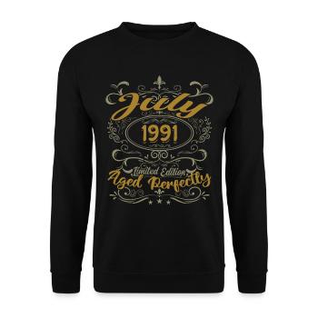 July 1991 Birthday July 1991 Gift 1991 - Unisex Sweatshirt - black - Front - Alina (178cm) & Michal (187cm)