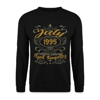 Juli 1995 Geburtstag Juli 1995 Geschenk 1995 - Unisex Pullover - Schwarz - Vorne - Alina (178cm) & Michal (187cm)