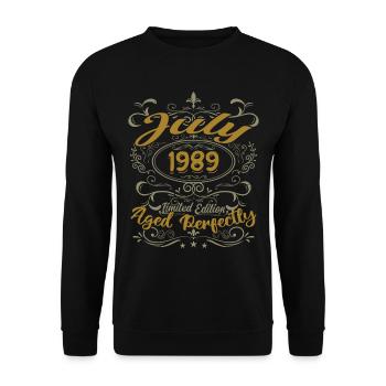 Juli 1989 Geburtstag Juli 1989 Geschenk 1989 - Unisex Pullover - Schwarz - Vorne - Alina (178cm) & Michal (187cm)