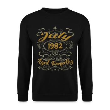 July 1982 Birthday July 1982 Gift 1982 - Unisex Sweatshirt - black - Front - Alina (178cm) & Michal (187cm)