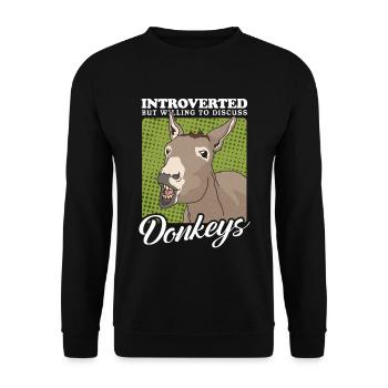 Esel Eselbesitzer Eselliebhaber Eselchen Geschenk - Unisex Pullover - Schwarz - Vorne - Alina (178cm) & Michal (187cm)