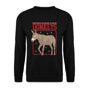 Esel Eselbesitzer Eselliebhaber Geschenk - Unisex Pullover - Schwarz - Vorne - Alina (178cm) & Michal (187cm)