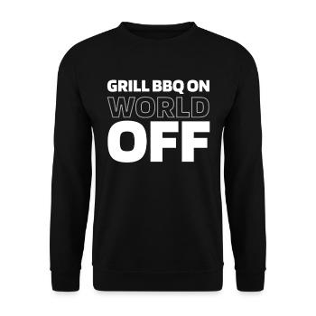 Bbq Grillen Grill Bbq On World Off - Unisex Pullover - Schwarz - Vorne - Alina (178cm) & Michal (187cm)