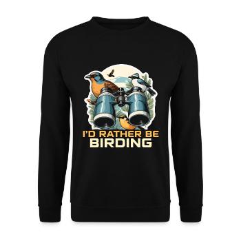 Birdwatching I'd Rather Be Birding Ornithologist - Unisex Sweatshirt - black - Front - Alina (178cm) & Michal (187cm)