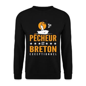 Pêcheur et Breton Exceptionnel - Cadeau Pêcheur - Sweat-shirt Unisexe - noir - Devant - Alina (178cm) & Michal (187cm)