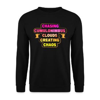 Tenue de météorologue gardien de la tempête à la poursuite des tornades - Sweat-shirt Unisexe - noir - Devant - Alina (178cm) & Michal (187cm)