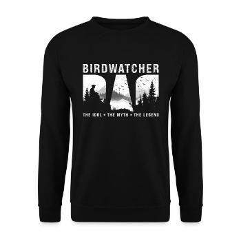 Birdwatcher Papa L’idole Le mythe Ornithologue - Sweat-shirt Unisexe - noir - Devant - Alina (178cm) & Michal (187cm)