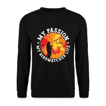 Birdwatcher Ma passion Mon ornithologue Ornithologie - Sweat-shirt Unisexe - noir - Devant - Alina (178cm) & Michal (187cm)