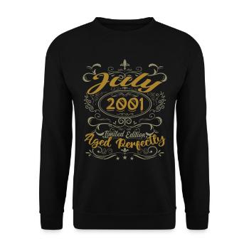 Juillet 2001 Anniversaire Juillet 2001 Cadeau 2001 - Sweat-shirt Unisexe - noir - Devant - Alina (178cm) & Michal (187cm)