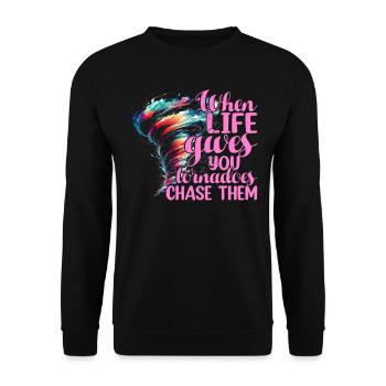 Chasseur d’ouragans Météorologie Tenue de chasseur de tornades - Sweat-shirt Unisexe - noir - Devant - Alina (178cm) & Michal (187cm)