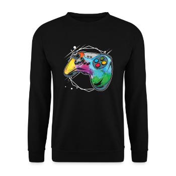Gamer Gaming Aquarell Gaming Controller - Unisex Pullover - Schwarz - Vorne - Alina (178cm) & Michal (187cm)