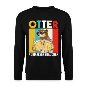 Otter Normalverbraucher Lustiger Bier Spruch Retro - Unisex Pullover - Schwarz - Vorne - Alina (178cm) & Michal (187cm)