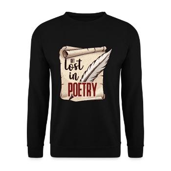 Poetry Lover Get Lost In Poetry Bookworm Reader - Unisex Pullover - Schwarz - Vorne - Alina (178cm) & Michal (187cm)