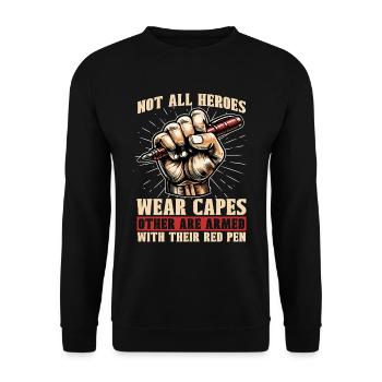 Book Editor Not All Heroes Wear Capes Bookworm - Unisex Sweatshirt - black - Front - Alina (178cm) & Michal (187cm)