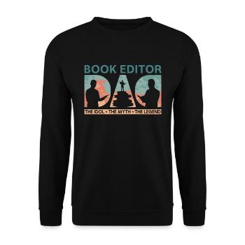 Éditeur de livres Papa L’idole Le mythe L’éditeur - Sweat-shirt Unisexe - noir - Devant - Alina (178cm) & Michal (187cm)