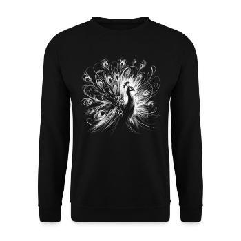 Peacock lover, bird-loving ornithologist - Unisex Sweatshirt - black - Front - Alina (178cm) & Michal (187cm)