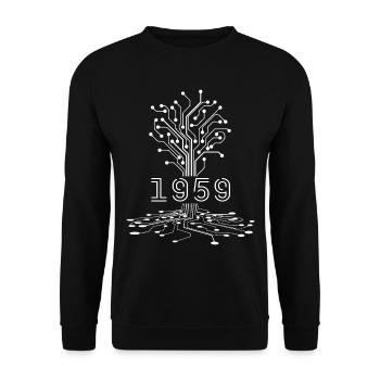 1959 Gaming Geburtstagsgeschenk, 1959 Gamer Geschenk - Unisex Pullover - Schwarz - Vorne - Alina (178cm) & Michal (187cm)