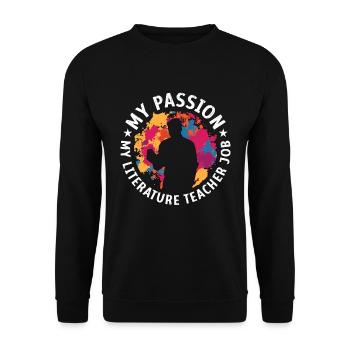 Professeur de littérature Ma passion Mon éducateur livresque - Sweat-shirt Unisexe - noir - Devant - Alina (178cm) & Michal (187cm)