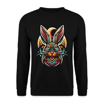Bunny Rabbit Moon Phases - Unisex Sweatshirt - black - Front - Alina (178cm) & Michal (187cm)