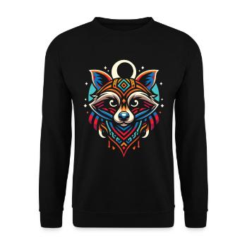 Raccoon Moon Phases - Unisex Sweatshirt - black - Front - Alina (178cm) & Michal (187cm)