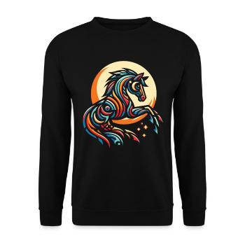 Pferd Reitsport Moon Phases - Unisex Pullover - Schwarz - Vorne - Alina (178cm) & Michal (187cm)