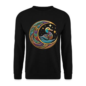 Ente Stammes Moon - Unisex Pullover - Schwarz - Vorne - Alina (178cm) & Michal (187cm)