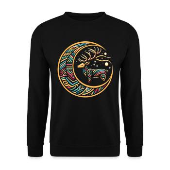 Hirsch Stammes Moon - Unisex Pullover - Schwarz - Vorne - Alina (178cm) & Michal (187cm)