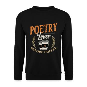 Poetry Lover Before Coffee Bookworm Coffee Lover - Unisex Sweatshirt - black - Front - Alina (178cm) & Michal (187cm)