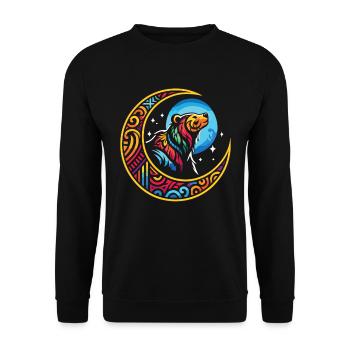 Bear Brown Bear Tribal Moon - Unisex Sweatshirt - black - Front - Alina (178cm) & Michal (187cm)
