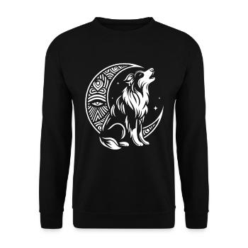 Australian Shepherd Stammes Moon Phases - Unisex Pullover - Schwarz - Vorne - Alina (178cm) & Michal (187cm)