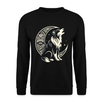 Australian Shepherd Stammes Moon - Unisex Pullover - Schwarz - Vorne - Alina (178cm) & Michal (187cm)