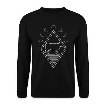 Kuh Landwirt Viehzucht Moon Phases - Unisex Pullover - Schwarz - Vorne - Alina (178cm) & Michal (187cm)