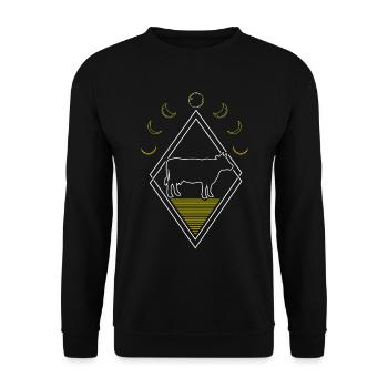 Cow Farmer Livestock Abstract Moon Phases - Unisex Sweatshirt - black - Front - Alina (178cm) & Michal (187cm)