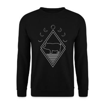 Pig Pig Farmer Moon Phases - Unisex Sweatshirt - black - Front - Alina (178cm) & Michal (187cm)