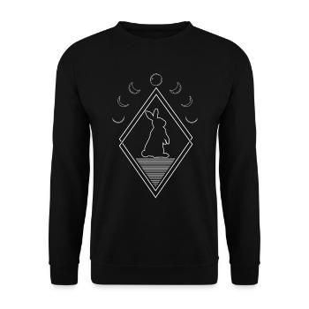 Bunny Rabbit Moon Phases - Unisex Sweatshirt - black - Front - Alina (178cm) & Michal (187cm)