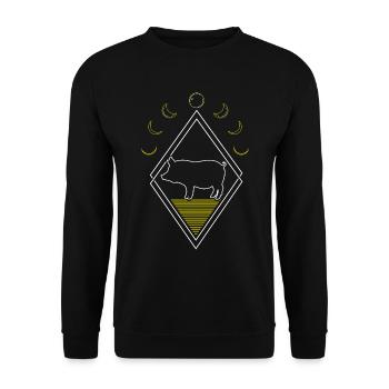 Éleveur de porcs Abstrait Phases de lune - Sweat-shirt Unisexe - noir - Devant - Alina (178cm) & Michal (187cm)